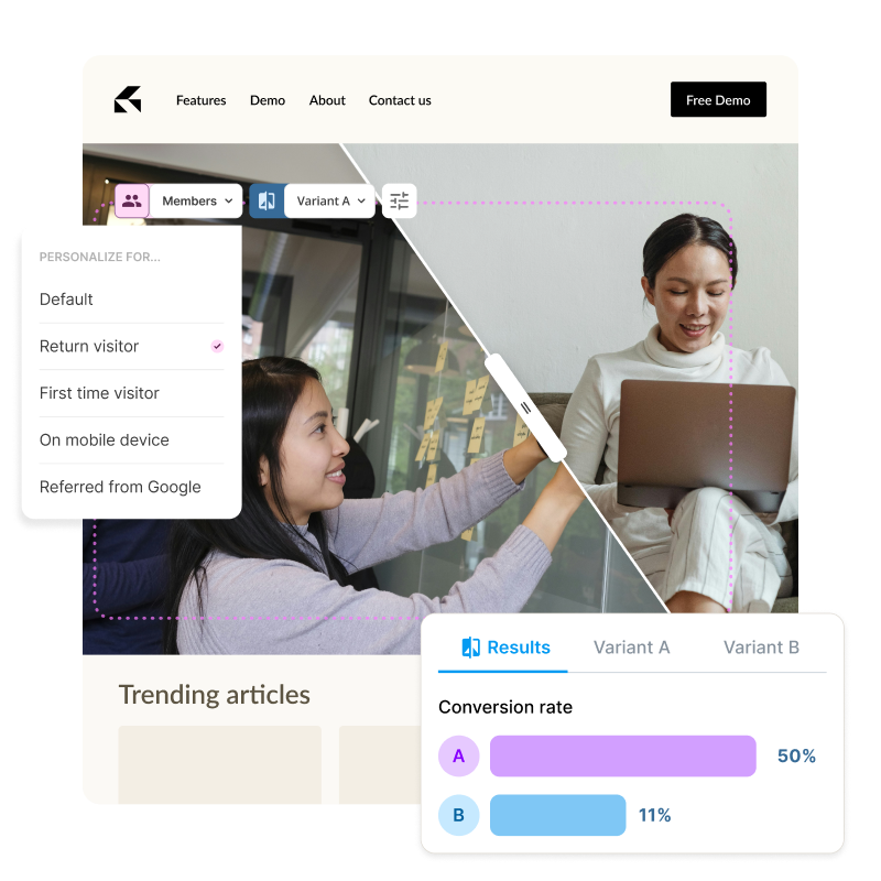 Image depicting website A/B testing via Squiz Content Management System