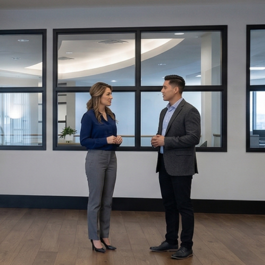Image of two staff in a legal office
