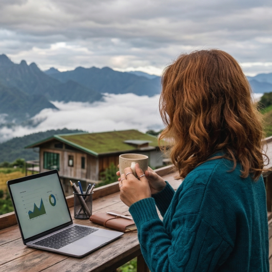 Image of a woman at a laptop