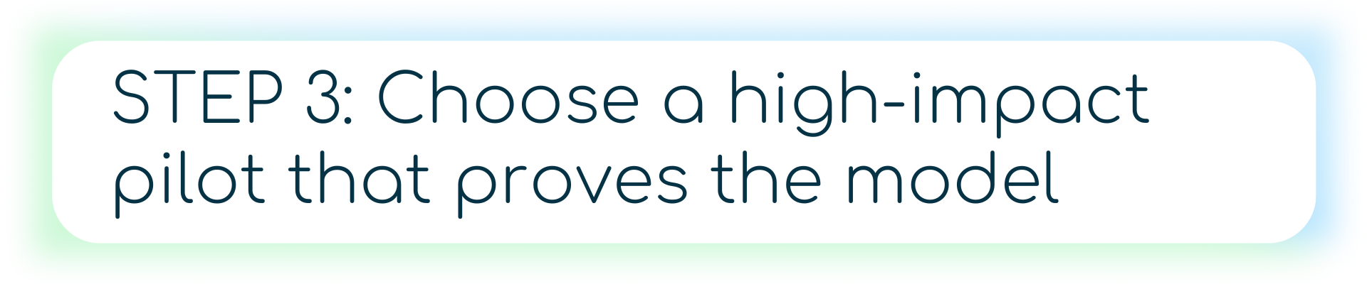 A banner with a star icon and the text “STEP 3: Choose a high-impact pilot that proves the model.”