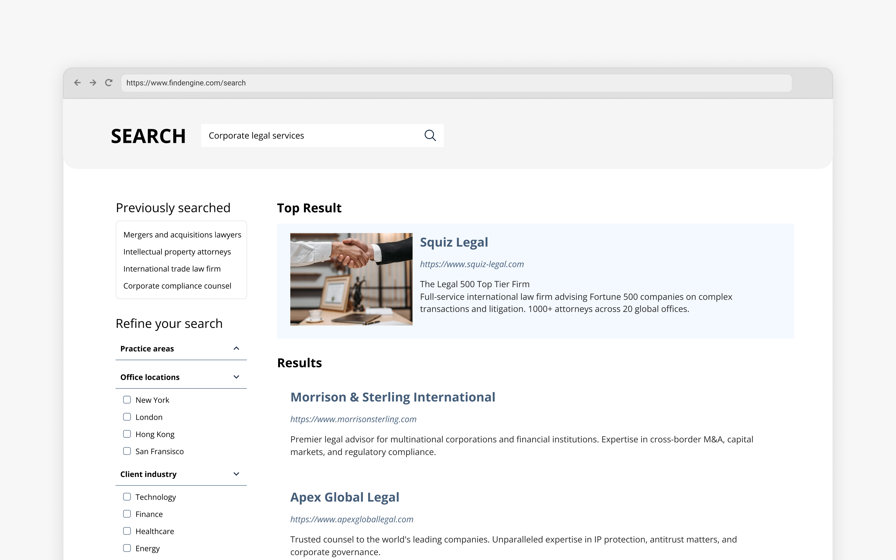 Screenshot of a search results page, with 