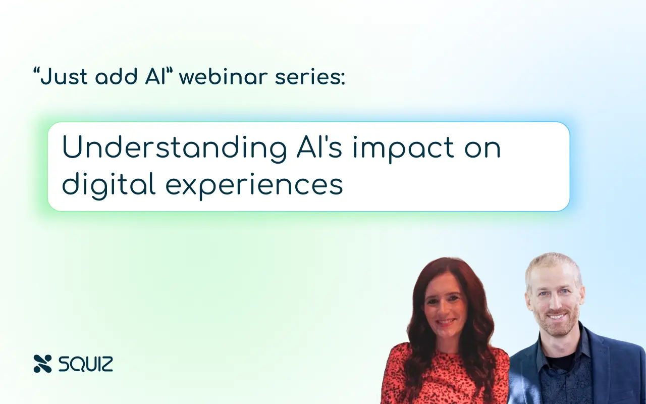Just add AI webinar series: Understanding AI's impact on digital experiences. It includes headshots of speakers Assaph Mehr and Mary-Clare Russell. 