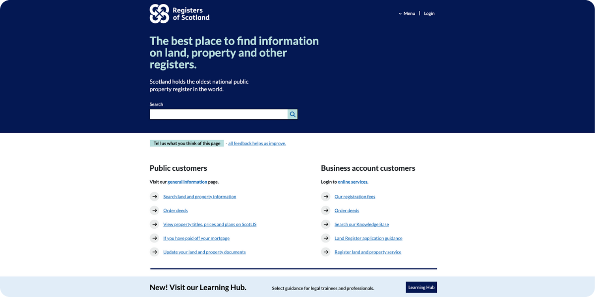 Image of Registers of Scotland homepage