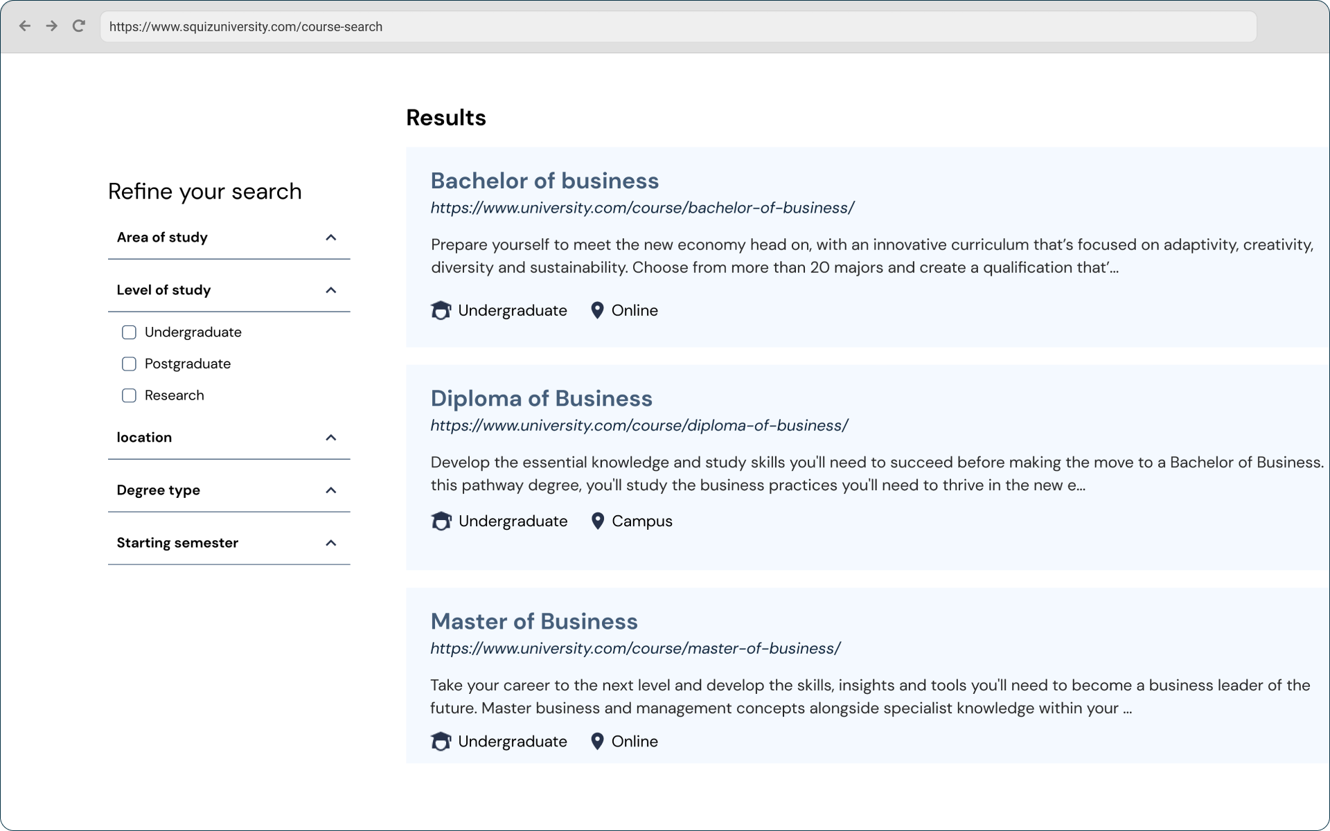 Faceted Navigation (feature page hero)
