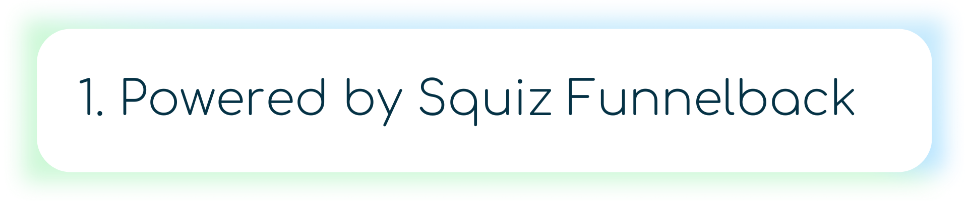 Dark blue banner with a green box containing the number 1, followed by the text: “Powered by Squiz Funnelback.”