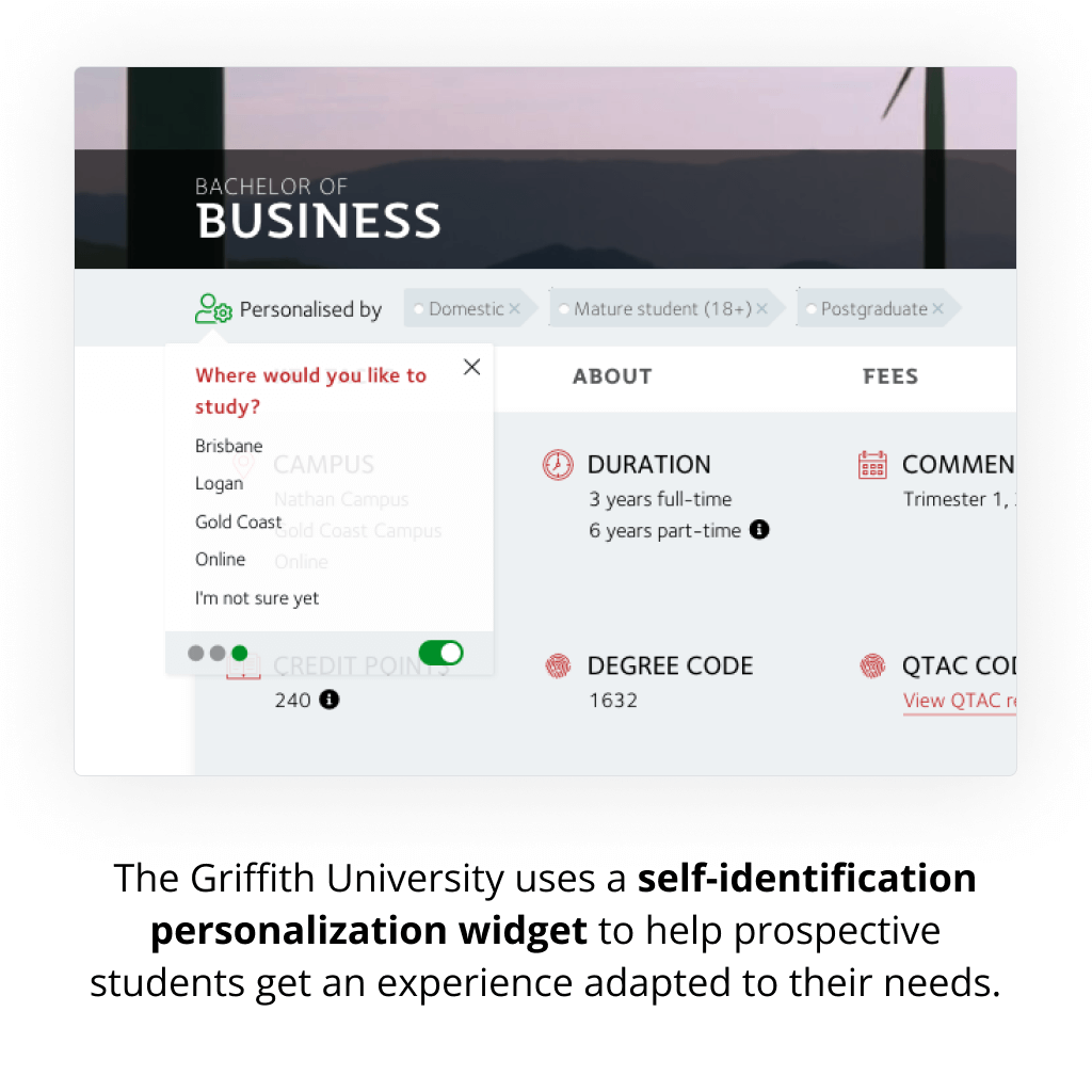 Griffith University self-identifying widget