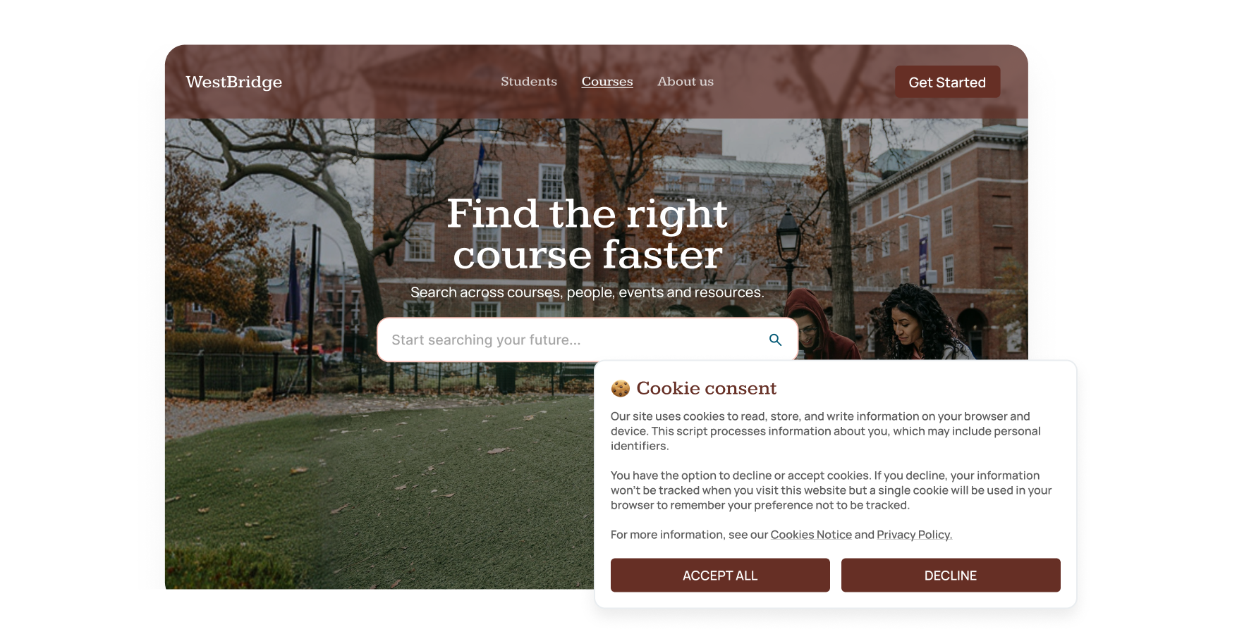 Example Squiz interface CDP with consent management 