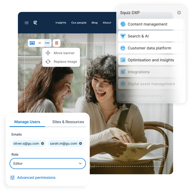 Squiz Digital Experience Platform example interface