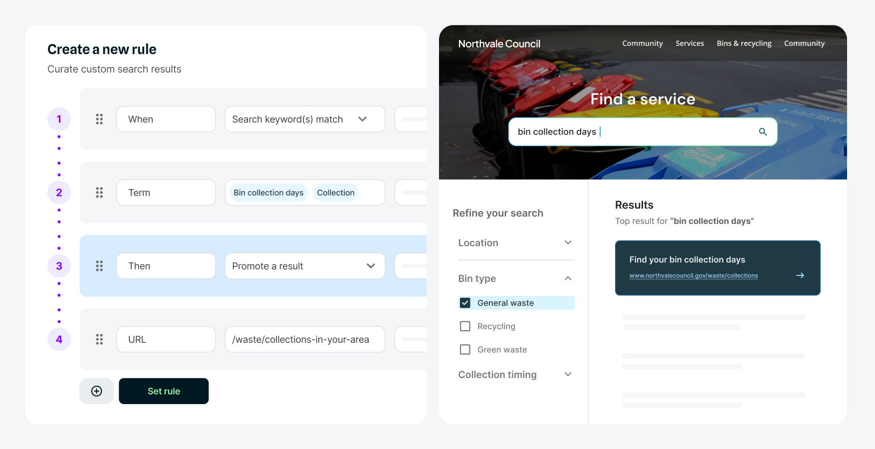 Example Squiz interface search triggers